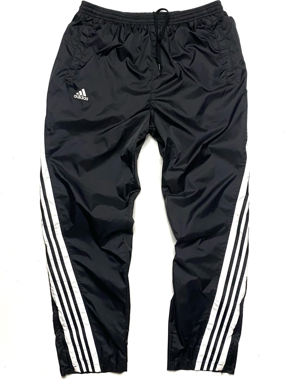 Vintage Adidas 3 Stripe Black and White Lined Windbreaker Track Pants Size Large